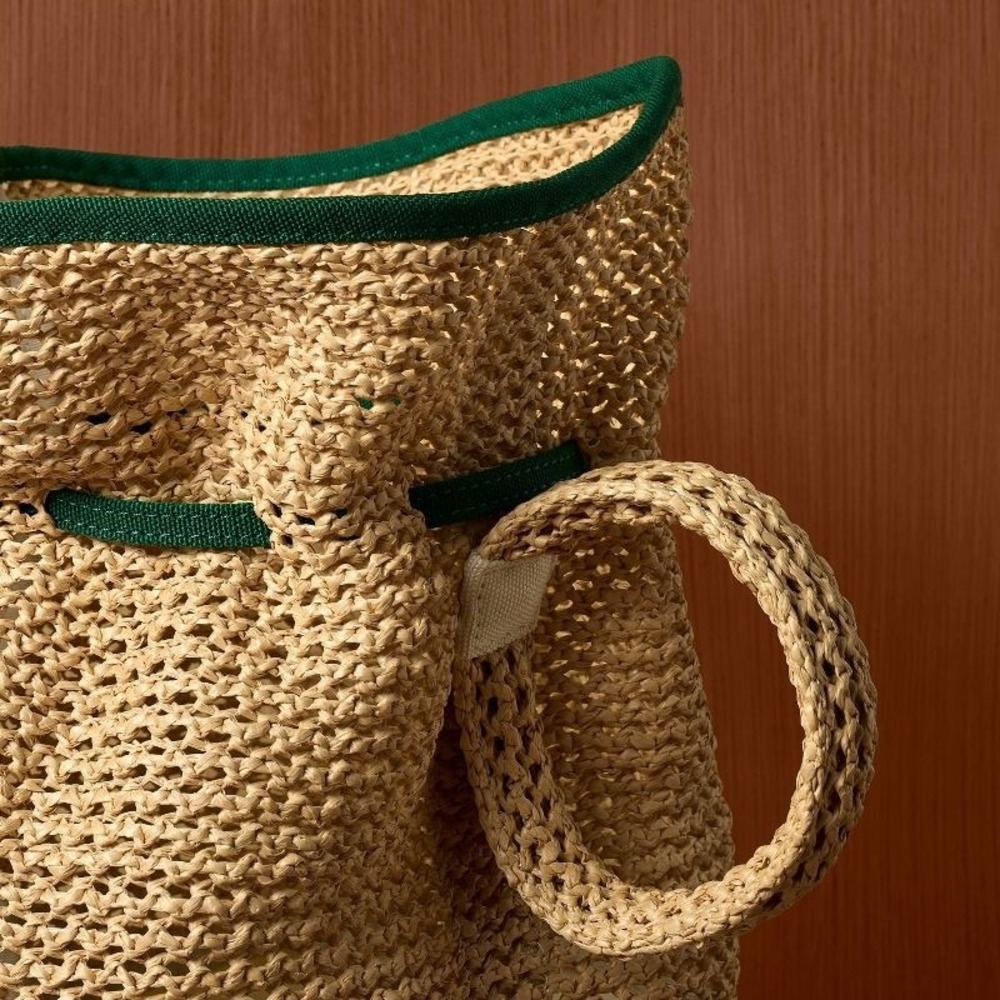 New! Rosie Assoulin x Target Bucket Bag Woven Tote Handbag Purse Green / Natural - Picture 5 of 6
